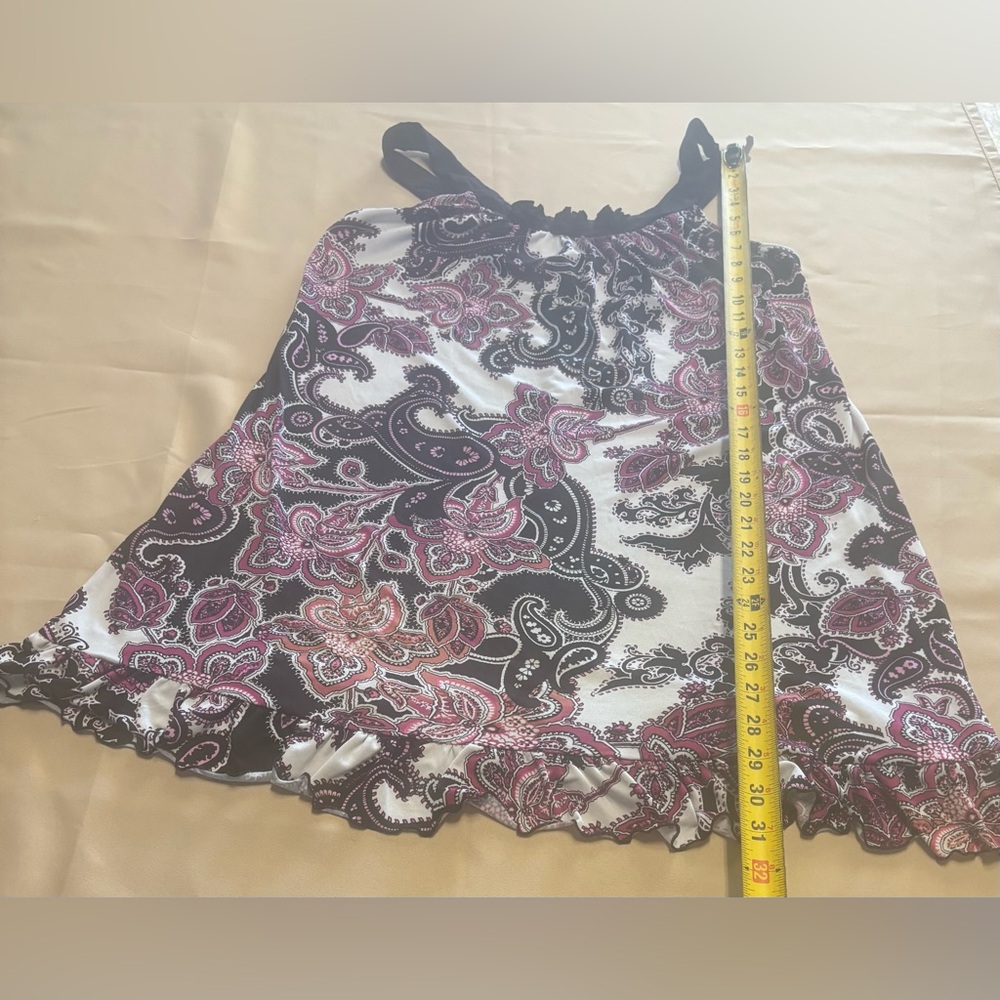 Linea Donatilla Women's Black Purple Paisley Sleeveless Pajama Long Top Sz M - Picture 6 of 14